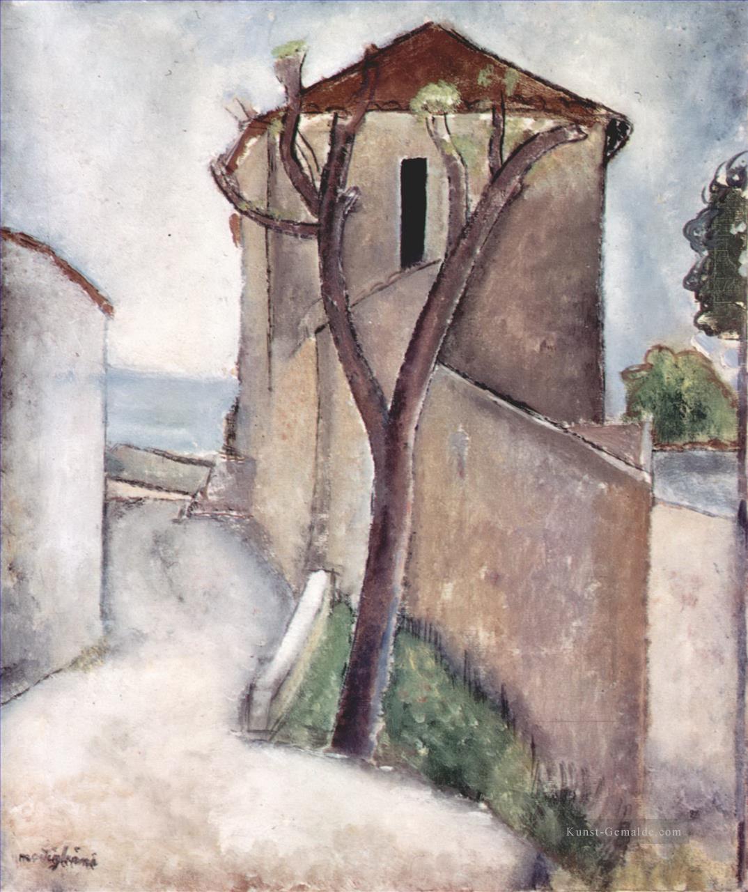 Baum und Haus 1919 Amedeo Modigliani Ölgemälde